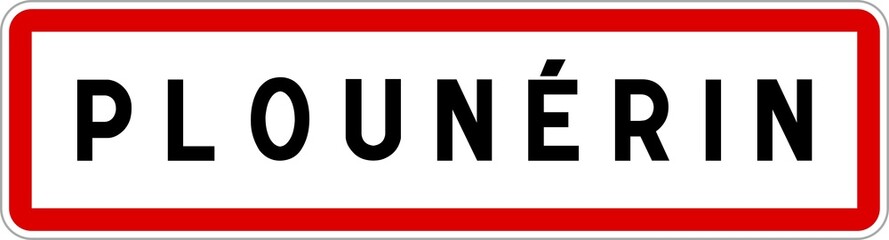 Panneau entrée ville agglomération Plounérin / Town entrance sign Plounérin
