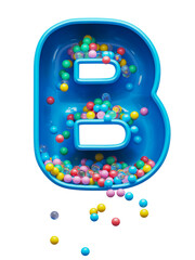 Сolored balls falling down toy font. Letter B