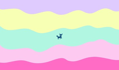 Abstract wave background Bright And Pastel Colors shapes with animal deer . animal modern template elements for posters, illustration. Use for wallpaper, print, paper, packaging, textile.
