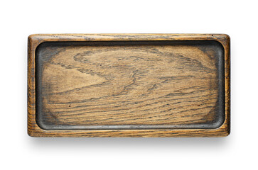 Rectangular wooden plate made of oak. Isolated on a white background