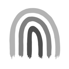 Gray rainbow as a print on fabric. Freehand drawing. Doodle. Sketch.	