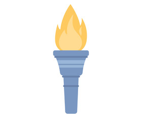 Torch icon. Blue cup of fire. Big games. Flaming figure. Vector flat illustration