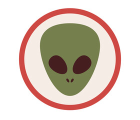Alien road sign. UFO icon. Vector flat illustration