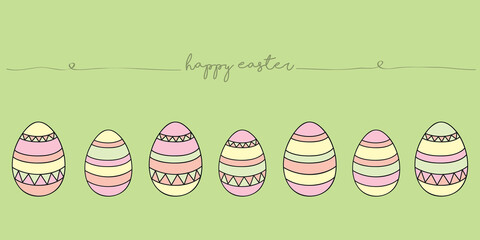 happy easter holiday banner design with hanging pattern eggs