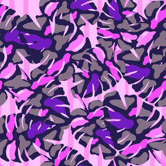 Abstract monstera leaves tropical seamless pattern. Rainforest background.