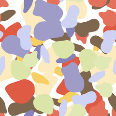 Doodle circle shape seamless pattern. Abstract camouflage background.