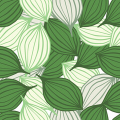 Exotic outline leaves seamless pattern. Abstract floral background.