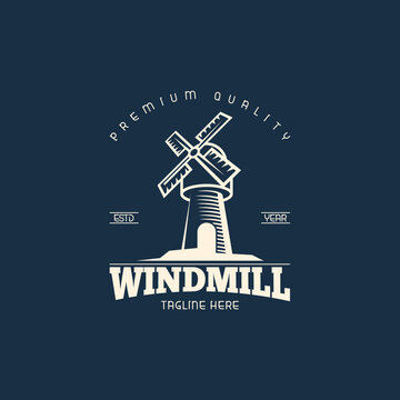 Windmill Logo Design Concept Vector. Building Logo Design Concept Vector