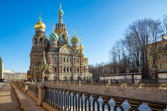 The ancient Cathedral of the Resurrection of Christ (Savior on Blood), April day. Saint Petersburg