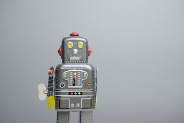 robot portrait grey background