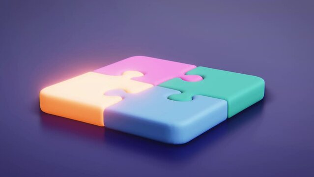 4k video of cartoon parts of puzzle.