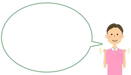 ガッツポーズをする介護スタッフ　ふきだし