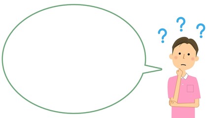 疑問を感じる介護スタッフ　ふきだし