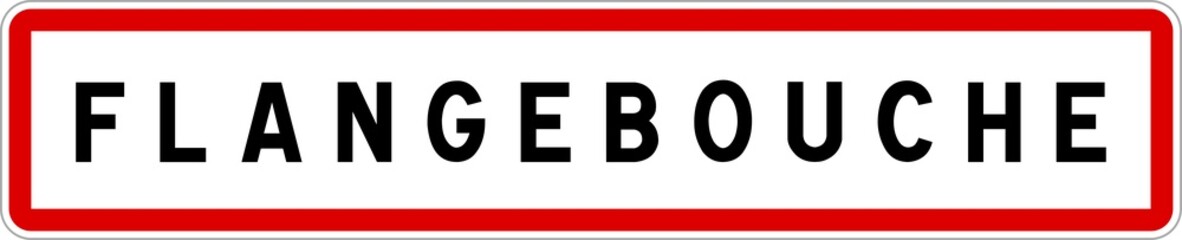 Panneau entrée ville agglomération Flangebouche / Town entrance sign Flangebouche