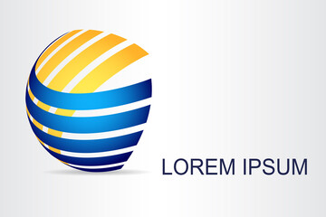 Abstract technology logo stylized spherical surface with abstract shapes. This logo is suitable for global company, world technologies, media and publicity agencies