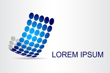 Abstract technology logo stylized spherical surface with abstract shapes. This logo is suitable for global company, world technologies, media and publicity agencies