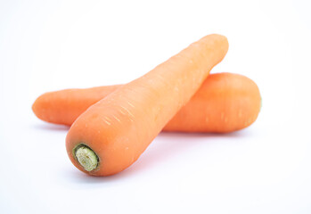 two Carrots isolated on white background.