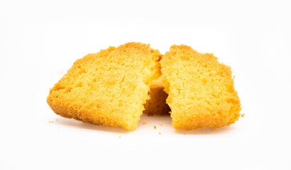crispy rusk, cake rusk, dry cake isolate on white background