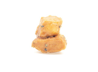 cube design cookies isolate on white background,selective focus, front view