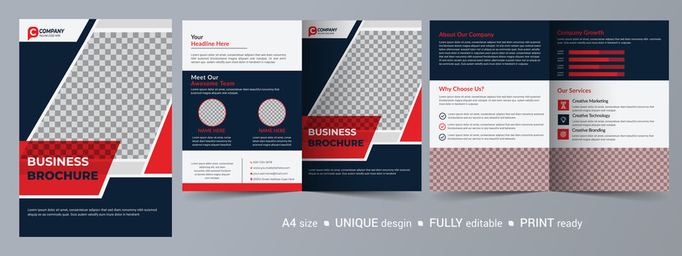 Bifold Creative Brochure Design Template for your Company, Corporate, Business, Advertising, Marketing, Agency, folded flyer, a4, template vector design.