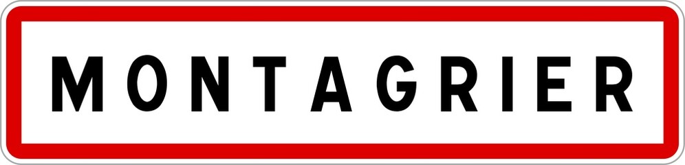 Panneau entrée ville agglomération Montagrier / Town entrance sign Montagrier