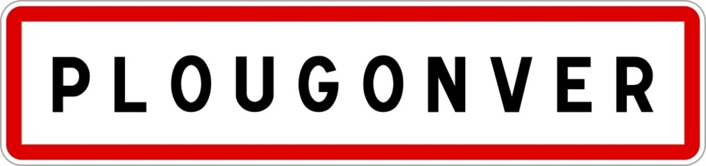 Panneau entrée ville agglomération Plougonver / Town entrance sign Plougonver