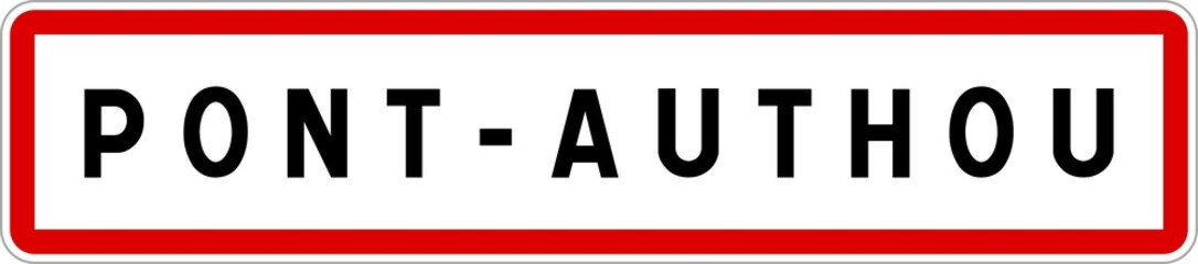 Panneau entrée ville agglomération Pont-Authou / Town entrance sign Pont-Authou