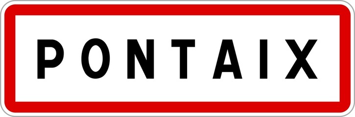 Obraz premium Panneau entrée ville agglomération Pontaix / Town entrance sign Pontaix