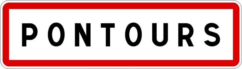 Panneau entrée ville agglomération Pontours / Town entrance sign Pontours