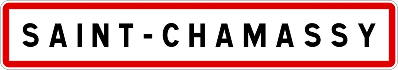 Panneau entrée ville agglomération Saint-Chamassy / Town entrance sign Saint-Chamassy