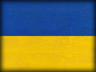 Ukrainian flag painted on stonewall