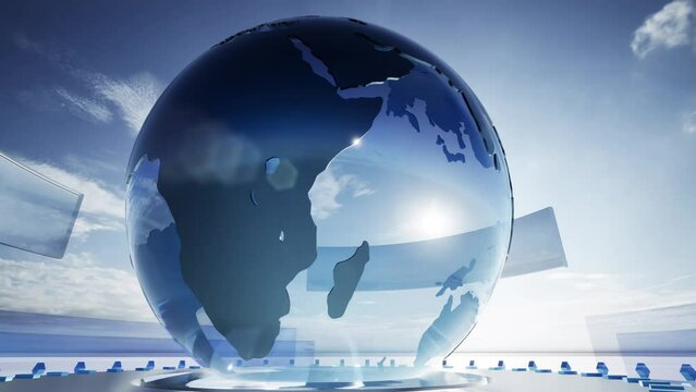 World news digital blue background 