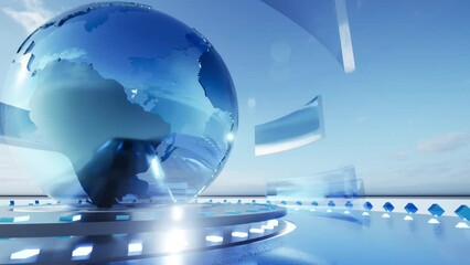 World news digital blue background - Powered by Adobe