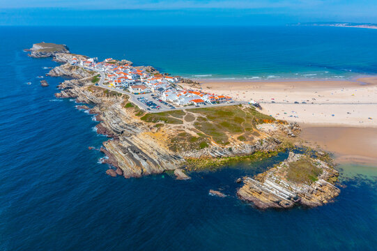 Aerial view of Baleal peninsula in Portugal