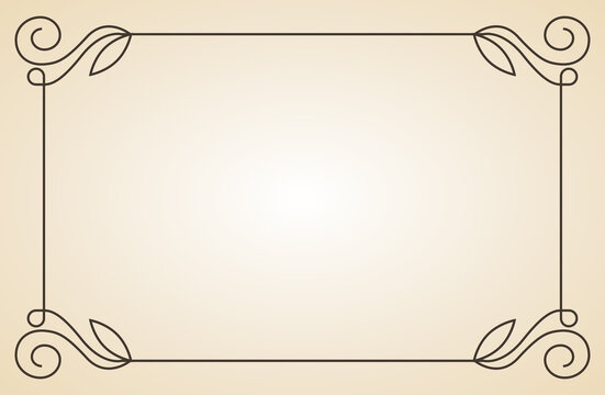 Decorative frame. Vintage calligraphic antique border. Ornate calligraph rectangle frame filigree floral ornaments for framed certificate template
