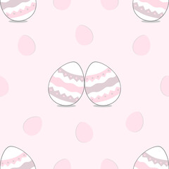 Easter pattern with cute eggs on a pink background