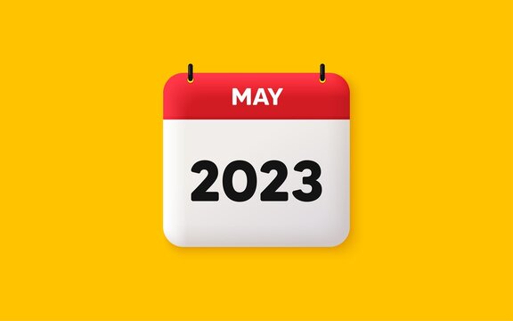 Calendar schedule 3d icon. May month icon. Event schedule May date. Meeting appointment planner. Agenda plan, Month schedule 3d calendar and Time planner. May day reminder. 2023 year. Vector