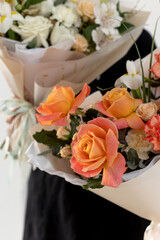 Bright bouquet of flowers. orange bouquet