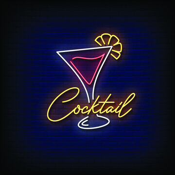 Cocktail Neon Signs Style Text Vector