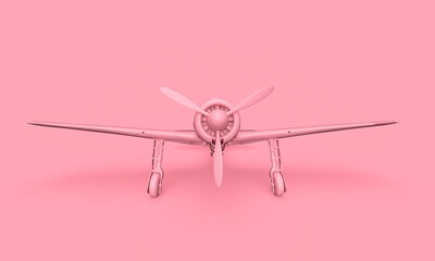 vintage military aircraft in minimalism concept on pastel background