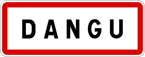 Panneau entrée ville agglomération Dangu / Town entrance sign Dangu