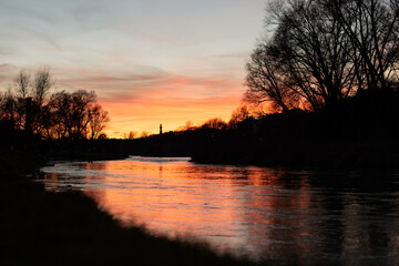 Munich Sunset Isar Wittelsbacher Bridge