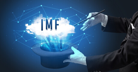 Magician or illusionist is showing magic trick