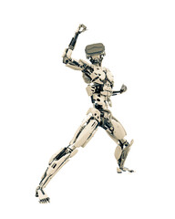 master cyber robot in action with vr headset