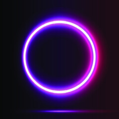 Neon circle, isolated frame on a dark background, vector illustration.