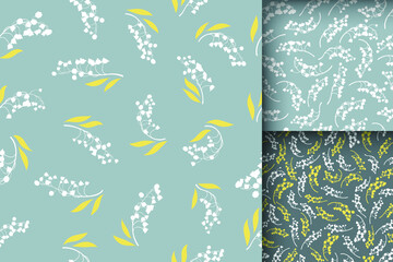 Lily of the Valley Seamless Pattern. Bud of Convallaria Majalis. Summer Flower Textile Print. Lily of the Valley. Vintage Petal Ornament. Botanical Texture. Spring Lily of the Valley. - 496912980