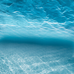 Underwater blue ocean or sea and white sand for background