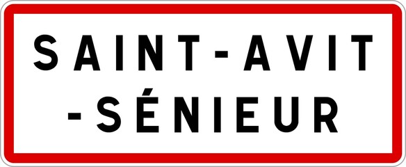 Panneau entrée ville agglomération Saint-Avit-Sénieur / Town entrance sign Saint-Avit-Sénieur