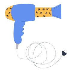 Hair dryer. Stylish accessory. Flat vector illustration. Eps10