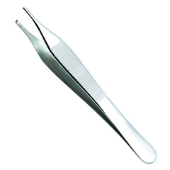 Microsurgical tweezers. Manual surgical instrument. Surgery and medicine. Isolated object on a white background. Vector illustration.